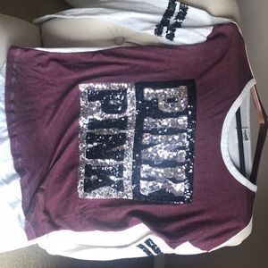 VS PINK SEQUIN LONG SLEEVE TEE
